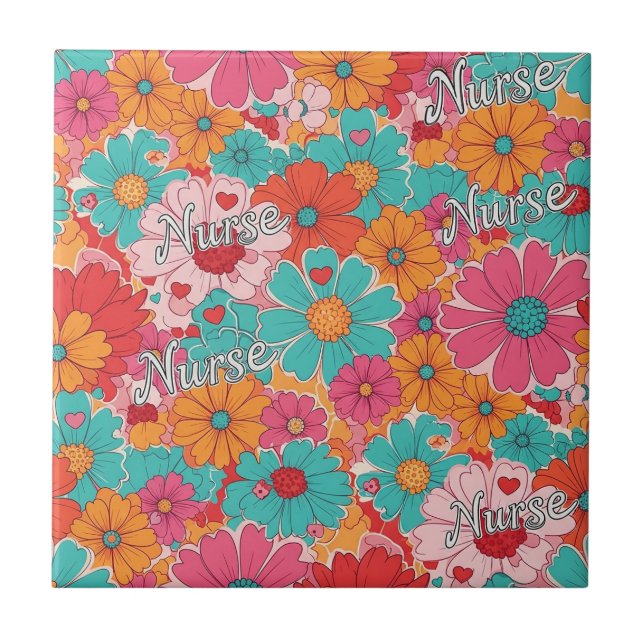 Colorful Nurse Floral Pattern (1) (Frente)
