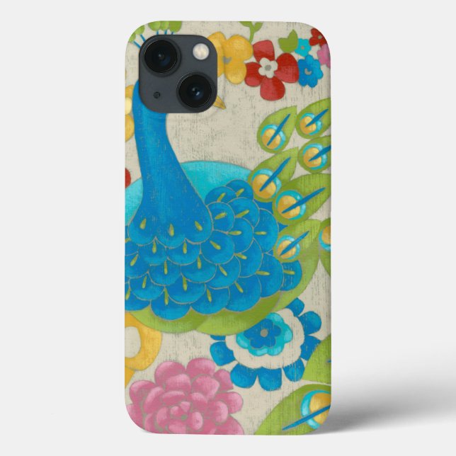 Colorful Peacock and Flowers (Verso)