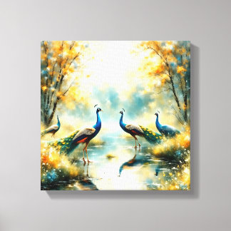 Colorful Peacocks Canvas Art