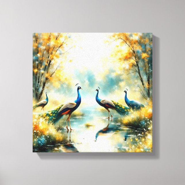 Colorful Peacocks Canvas Art (Frente)