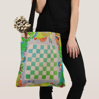 Colorful Playable Watercolor Game Board Tote