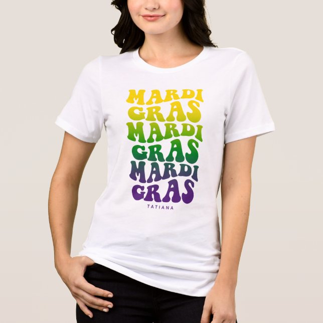 Colorful Retro Mardi Gras Text Carnival  (Frente)