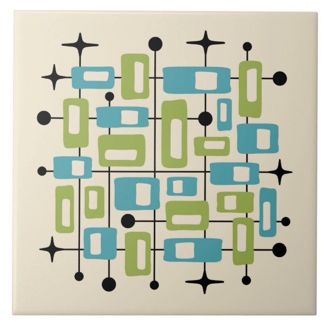 Colorful Retro Mid Century Modern Atomic Abstract (Frente)