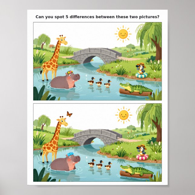 Colorful Spot the Difference Puzzle Poster  (Frente)