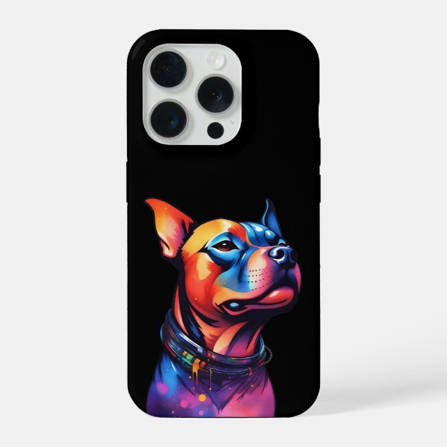 Colorful Staffy Bull Terrier Cyberpunk Design, (Verso)