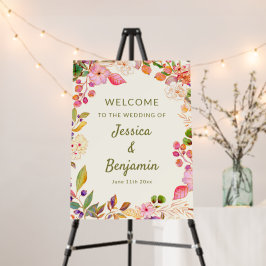 Colorful Watercolor Floral Wedding Welcome Sign