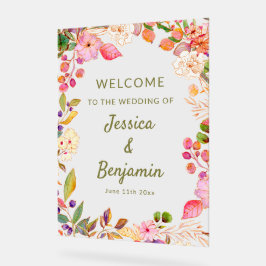 Colorful Watercolor Floral Wedding Welcome Sign