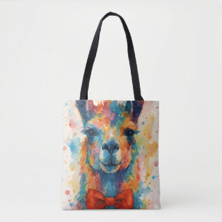 Colorful Watercolor Llama Tote Bag