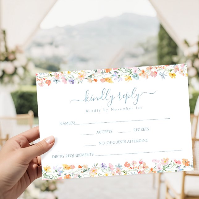 Colorful Wildflower Spring Wedding RSVP card (Criador carregado)