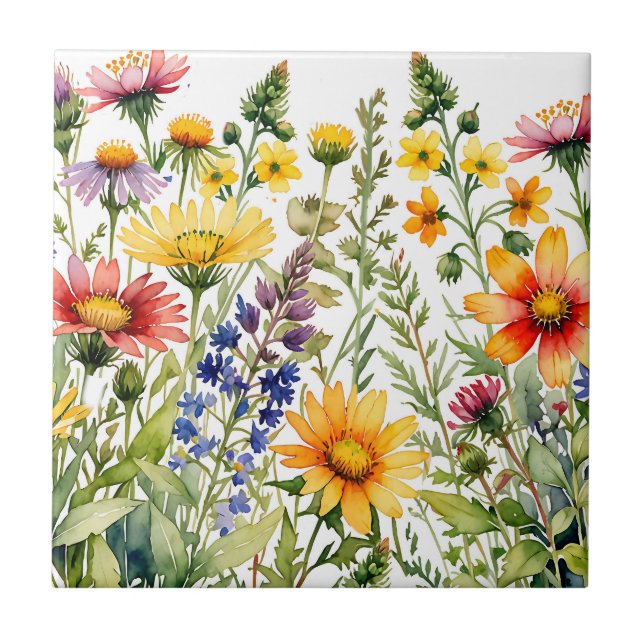 Colorful wildflowers watercolor painting (Frente)