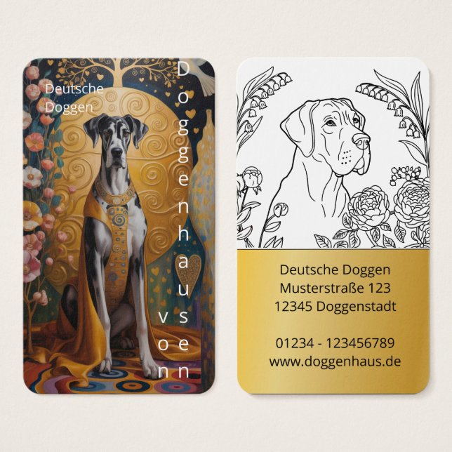 Colorfull Great Dane Art Business Cards (Frente & Verso)