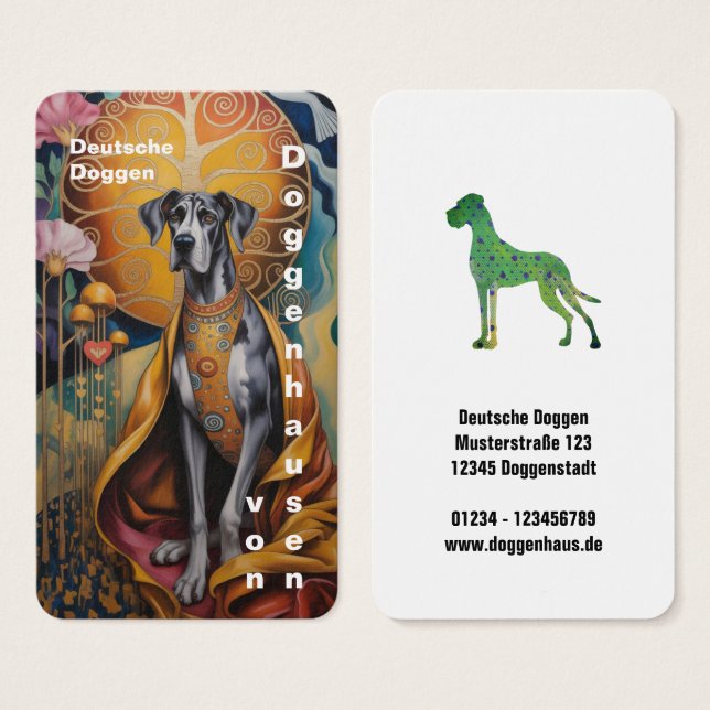 Colorfull Great Dane Art Business Cards (Frente & Verso)
