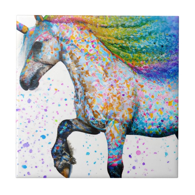 Colorida Appaloosa Unicorn Azulejo cerâmico (Frente)