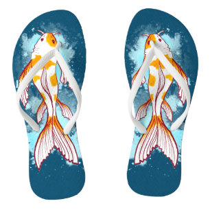 Colorida Aquarela Chinelos de Peixes Koi