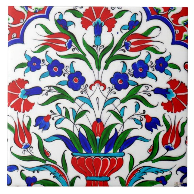 Colorida Azulejo de cerâmica floral turca. (Frente)