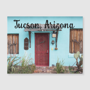 Colorida casa azul do sudoeste em Tucson, Arizona