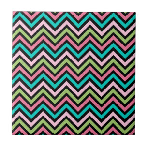 Colorida Chevron Rosa e Verde