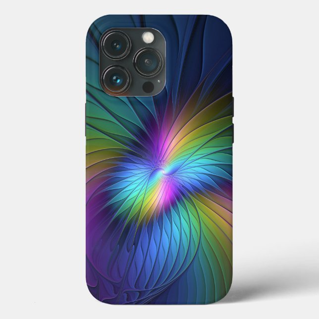 Colorida Com Arte Fractal Abstrato Moderna Azul (Verso)