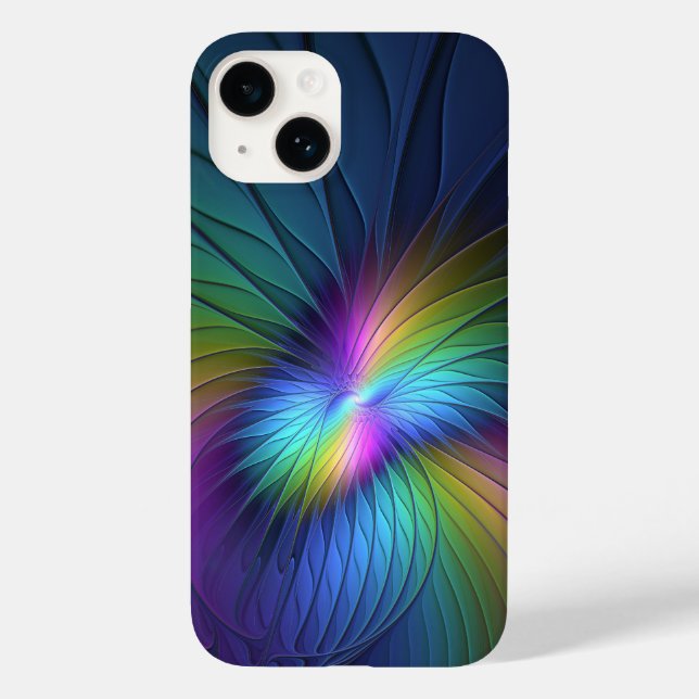 Colorida Com Arte Fractal Abstrato Moderna Azul (Verso)