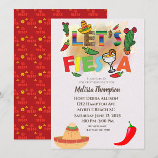 Colorida Convite de aniversário Fiesta Mexicano