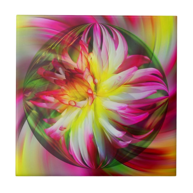 Colorida Dahlia Floral Abstrato Art (Frente)