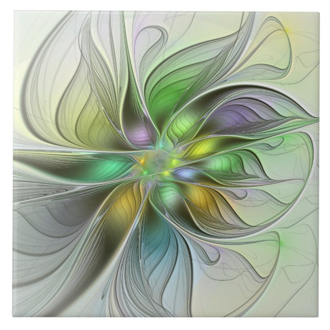 Colorida Fantasy Flor Moderno Abstrato Fractal (Frente)