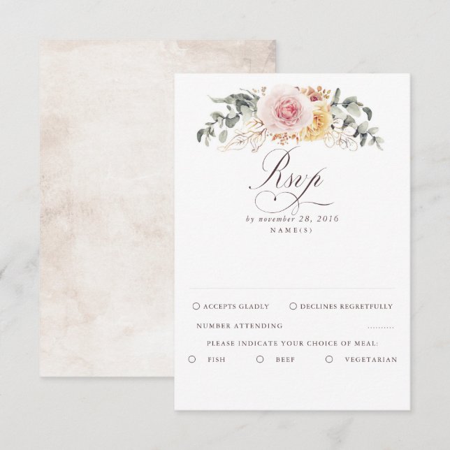 Colorida Foliage Boho Wedding RSVP (Frente/Verso)