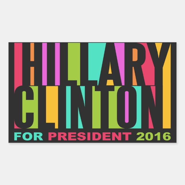 Colorida Hillary Clinton 2016 adesivos (Frente)