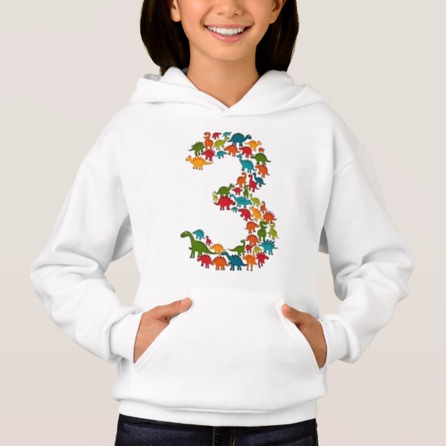 Colorida Hoodie do Dinossauro (Frente)