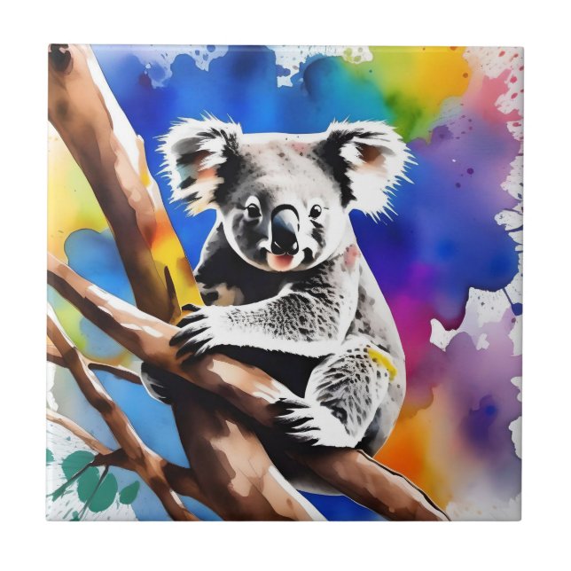 Colorida Mancha De Aquarela Do Urso De Koala, (Frente)