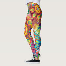 Colorida Mandala Capri Leggings All-Over-Impressão