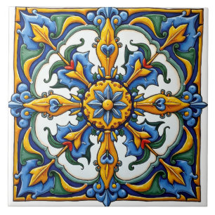 Colorida,Mediterrâneo,mosaico,azul,laranja,verde,