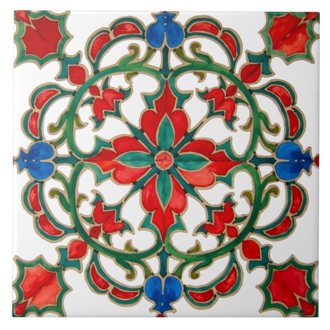 Colorida,mediterrânica,vermelha e verde,mosaico, (Frente)