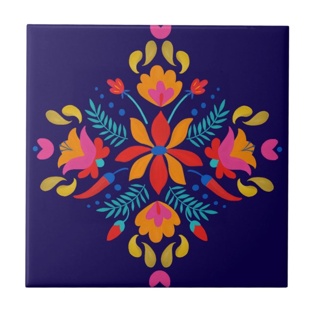 Colorida Mexicana Folk Art Floral (Frente)