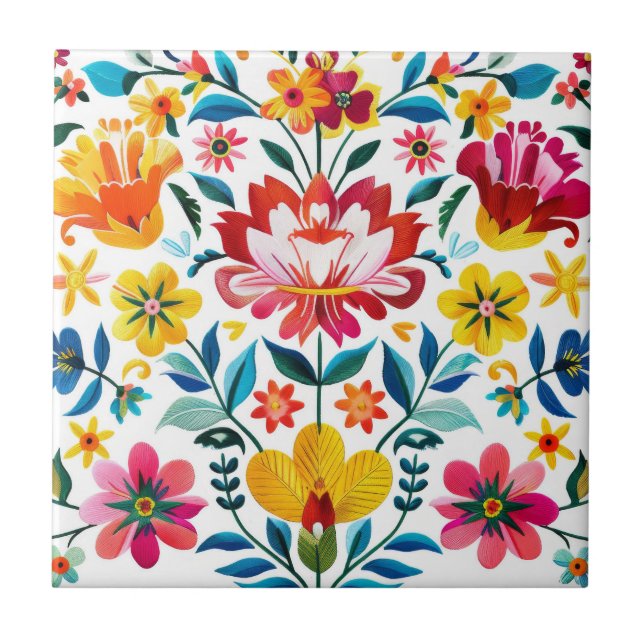 Colorida Mexicana Folk Art Floral (Frente)