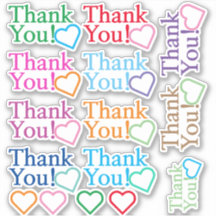 Colorida "Obrigado!" Adesivos