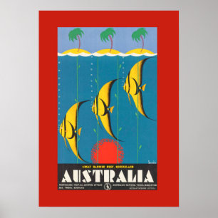 Colorida Poster de viagens de Peixes Australianos