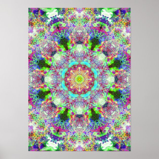Colorida Psicodélica Dreamy Mandala Poster (Frente)