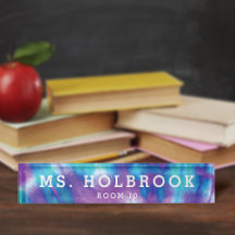 Colorida Púrpura Azul Tie Tye Professora