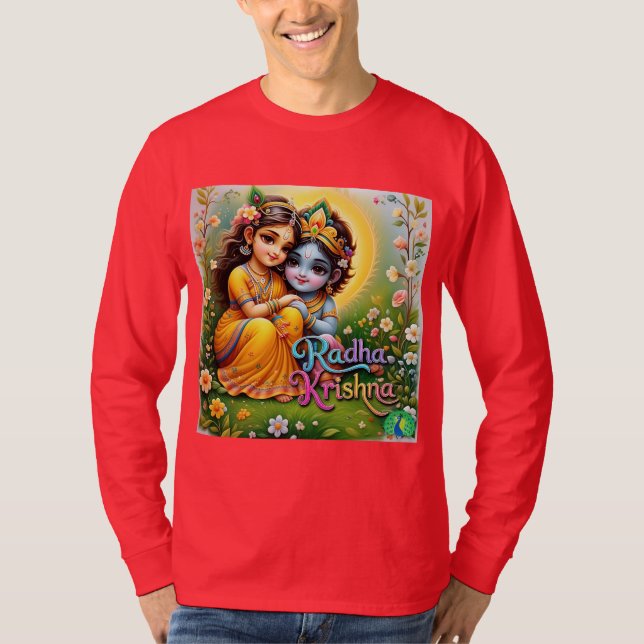 Colorida Radha Krishna - Camisa Espiritual De Arte (Frente)