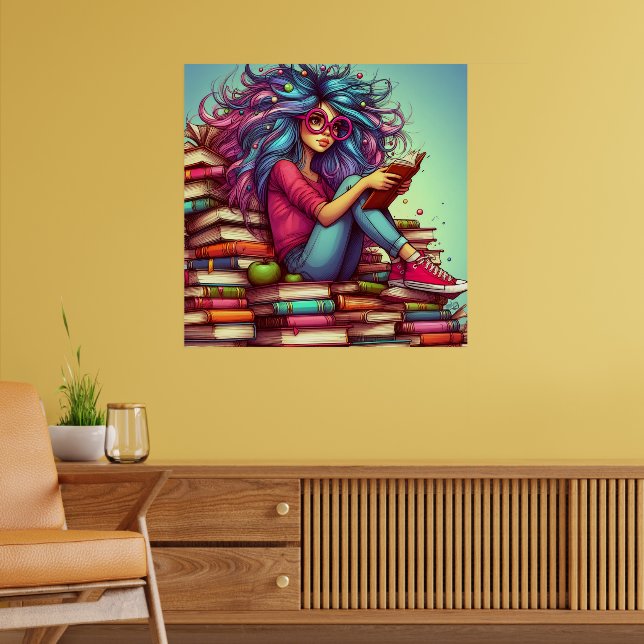 Colorida Rainbow Reading Books Wall Poster (Sala de Estar 2)