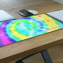 Colorida Rainbow Tie Dye Hippie Trippy Desk Mat