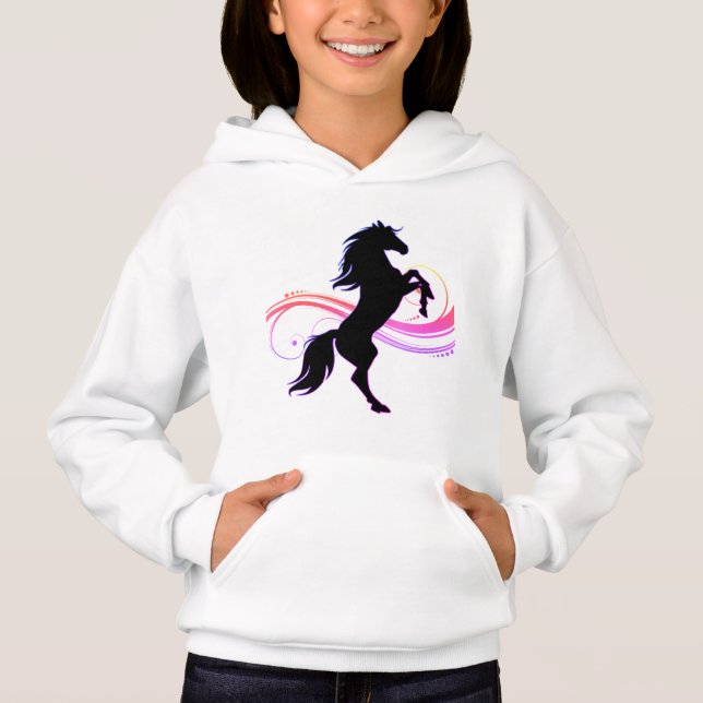 Colorida Raparigas de Cavalo-Rebelde-Pullover Hood (Frente)