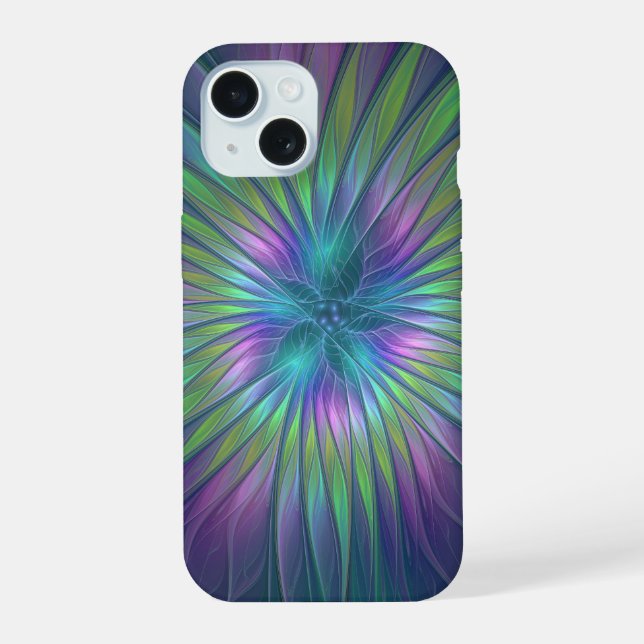 Colorida Shiny Fantasy Flor Abstrato Arte Fractal (Verso)