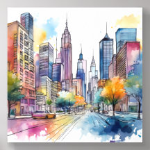 Colorida Watercolor Cityscape