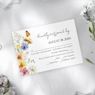 Colorida Wildflower Cartões RSVP Boho Wedding