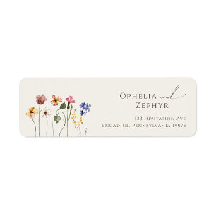 Colorida Wildflower Etiqueta de endereço de reto