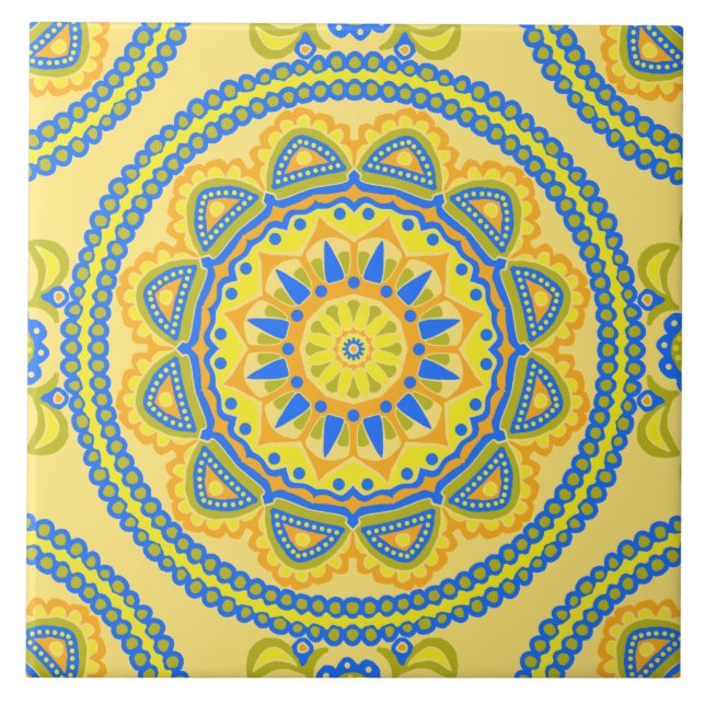 Colorido Azulejo cerâmico marroquino Boho (Frente)