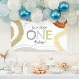 Colorido Banner Moderno Feliz Aniversário Menino