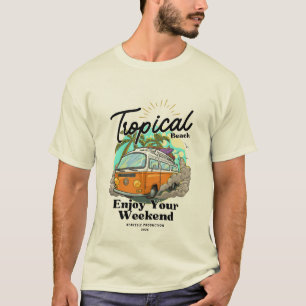 Colorido Design de Camiseta de Praia de Viagem